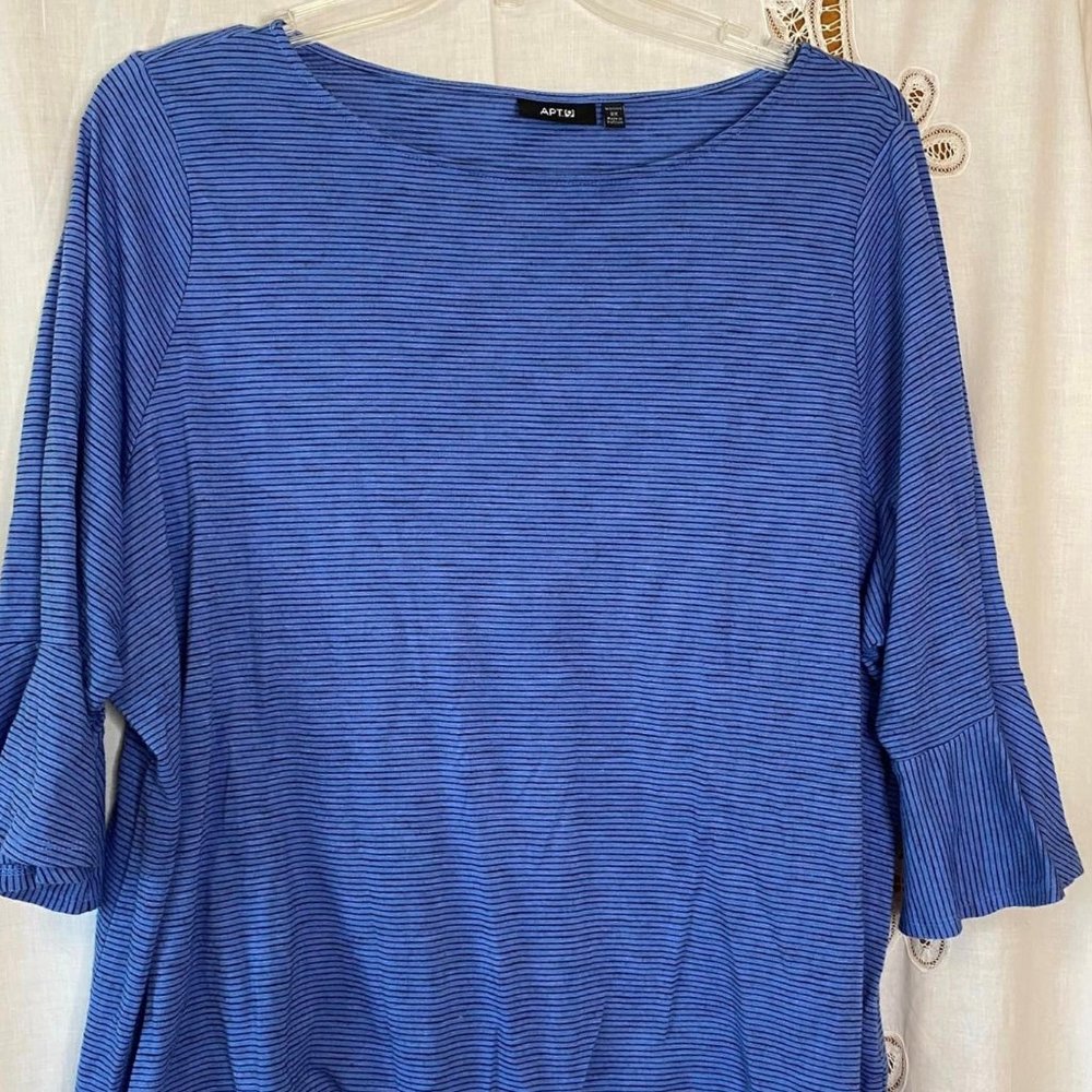 Apt 9 Blue Black Striped 3/4 Sleeve Top Size 2X
